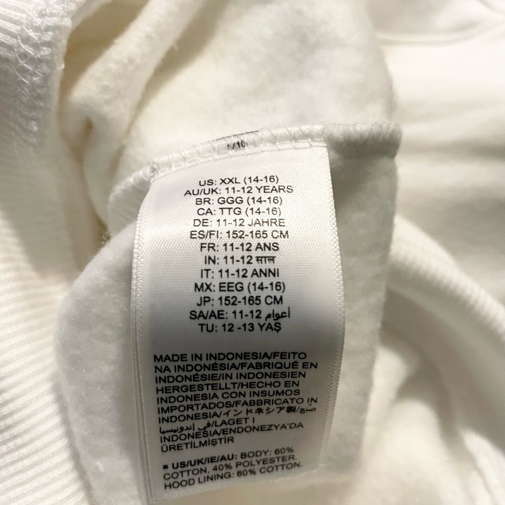 Sz XXL (14-16) Girls' Pullover Hoodie Sweatshirt for Cozy Comfort white new - Picture 8 of 8